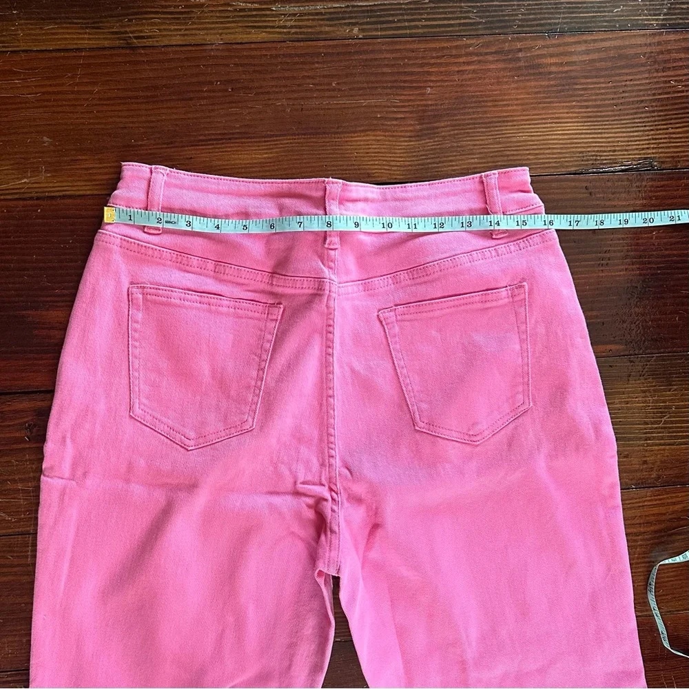 Pink Ankle Cropped Distressed Jeans